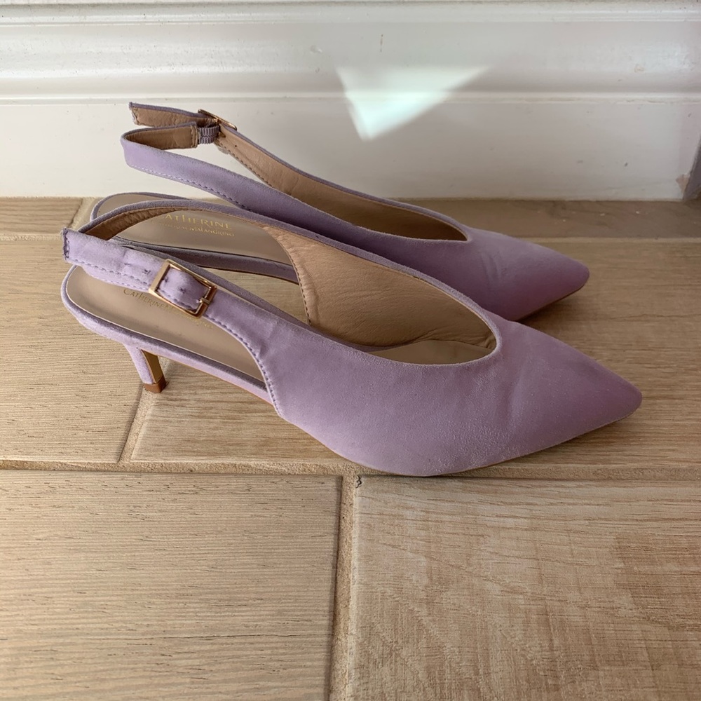 Catherine Malandrino purple kitten heel slingback